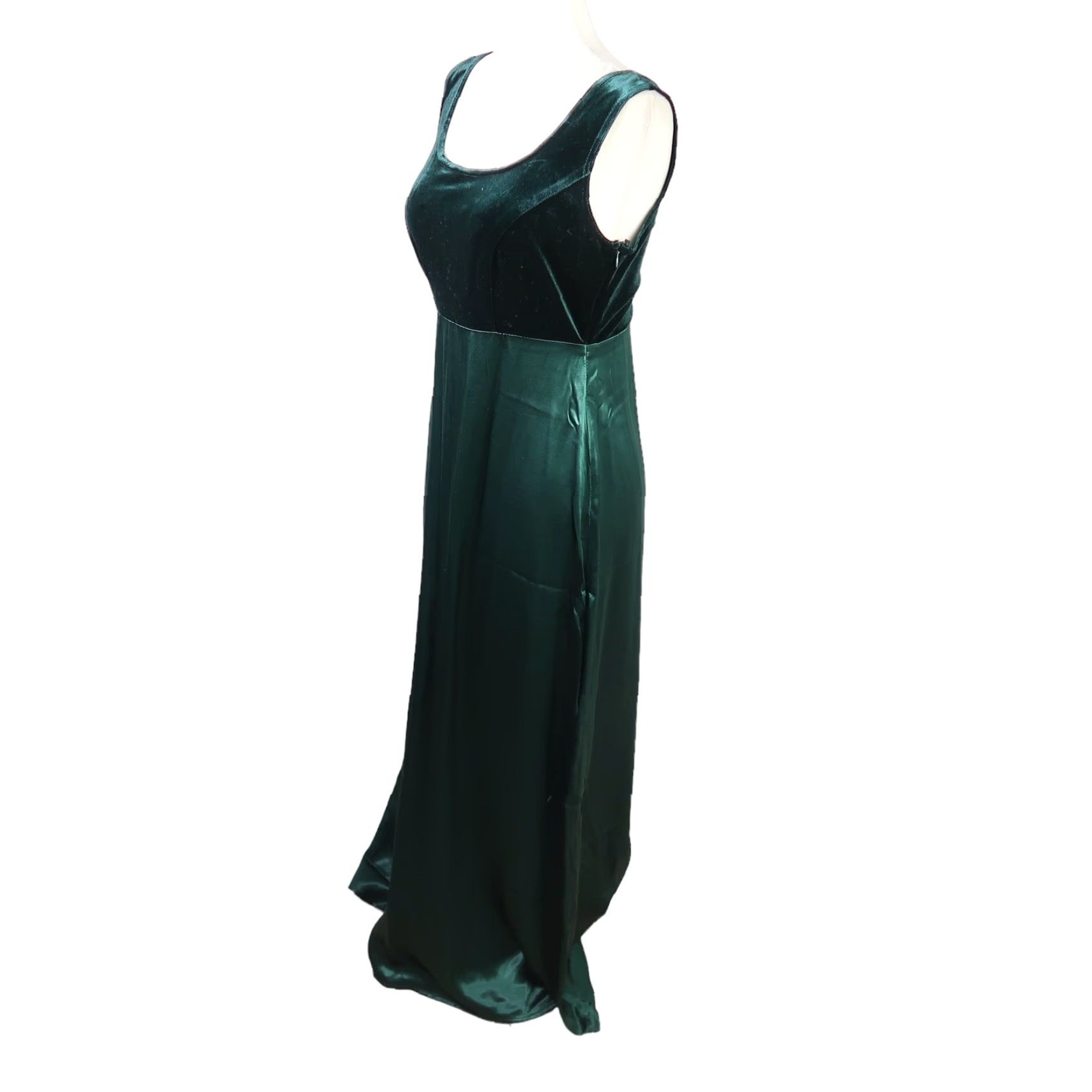 VINTAGE 90s Surplus Raw Vintage Emerald Green Velvet Satin Maxi Evening Gown  Dress 6 Eveningwear Womens