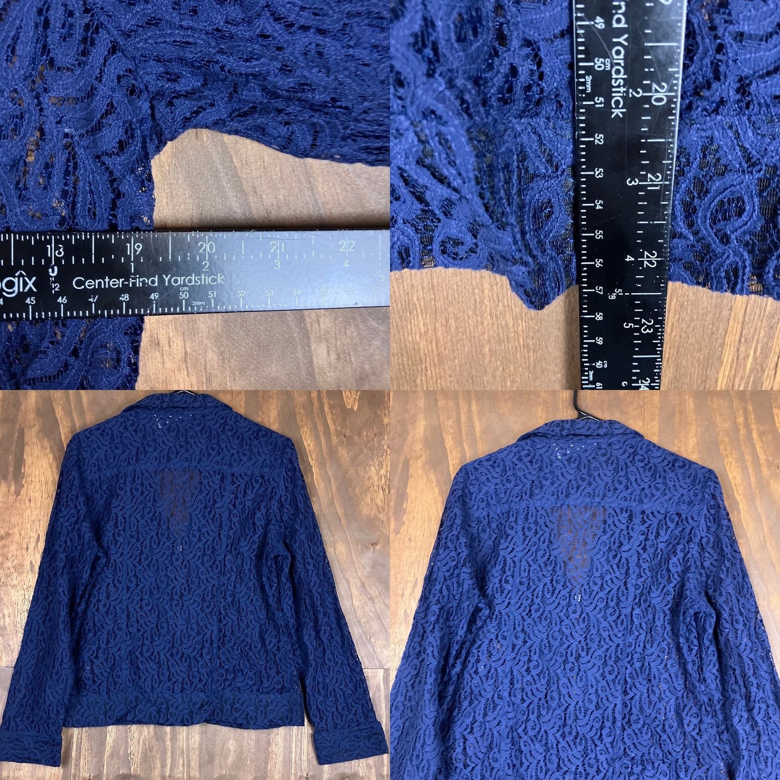 Vintage Chicos Womens Jacket Navy Floral Lace Zip Up Long Sleeve 1 (M) Jacket Womens M Navy Floral Lace Zip Up Long Sleeve Size M / US 6-8 / IT 42-44 - 8 Thumbnail