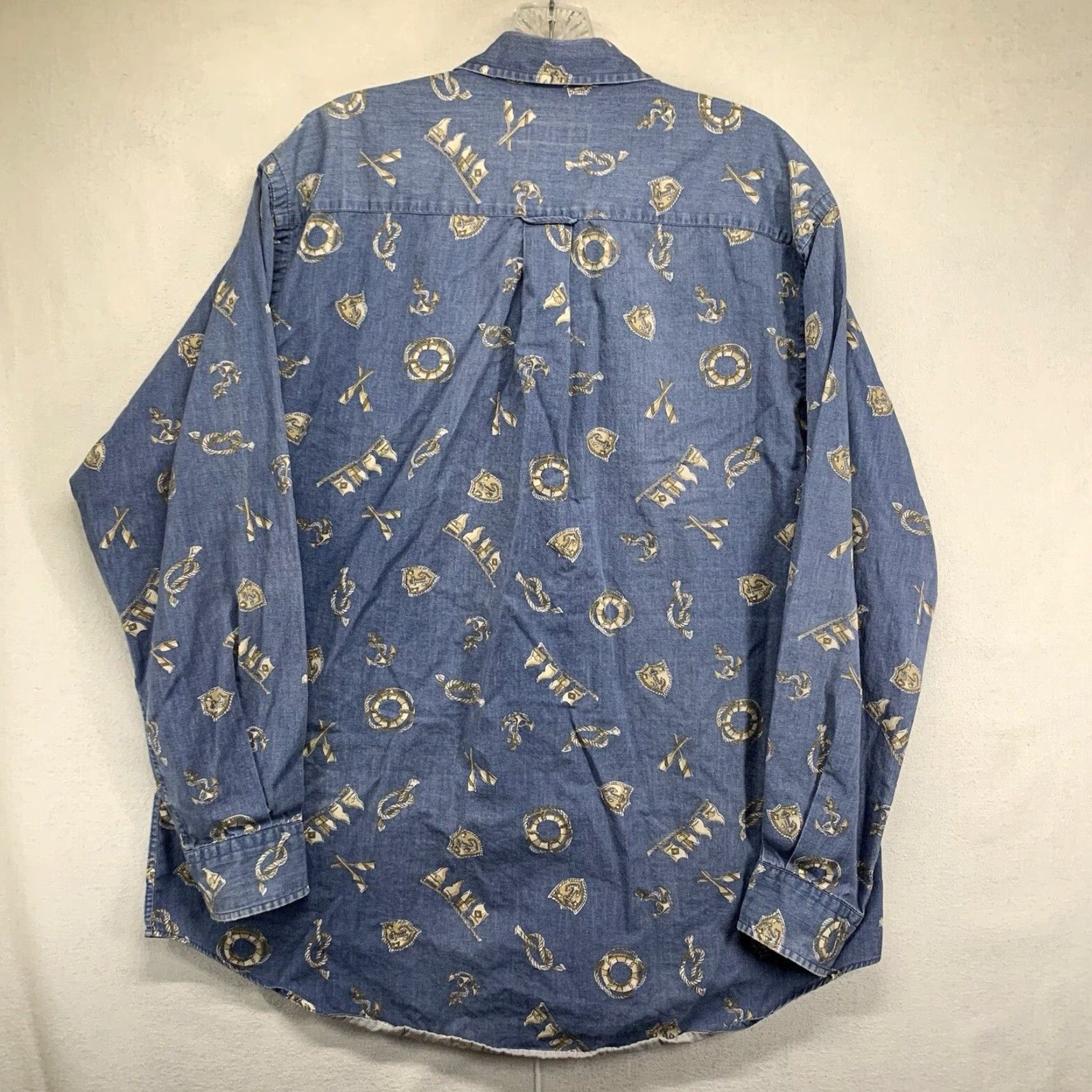Nautica VINTAGE Nautica Button Up Shirt Mens Medium Blue Geometric Print Denim Cotton 90s Retro Size US M / EU 48-50 / 2 - 2 Thumbnail