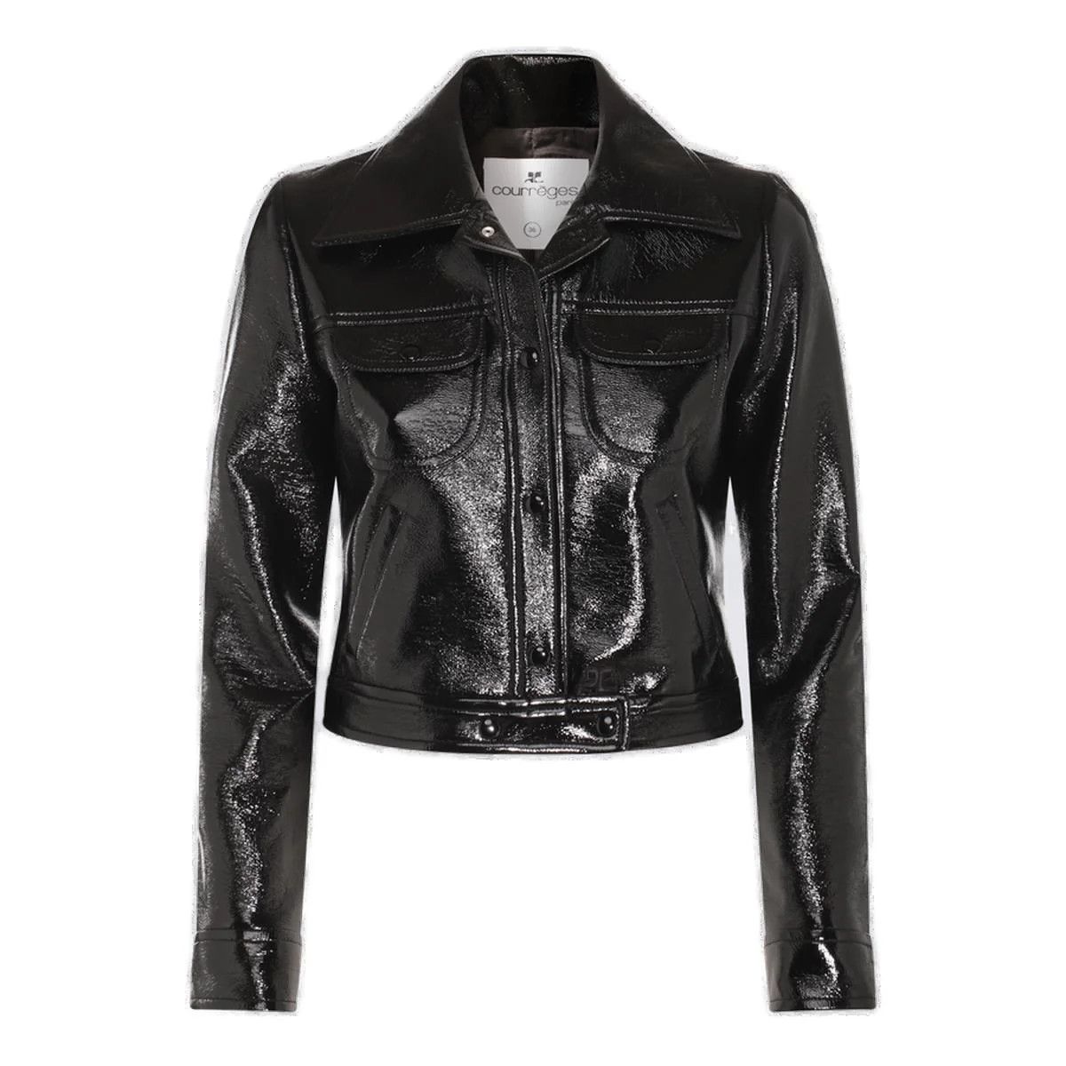 Courreges o1mle0824 Vinyl Trucker Jacket in Black Size XS / US 0-2 / IT 36-38 - 1 Thumbnail