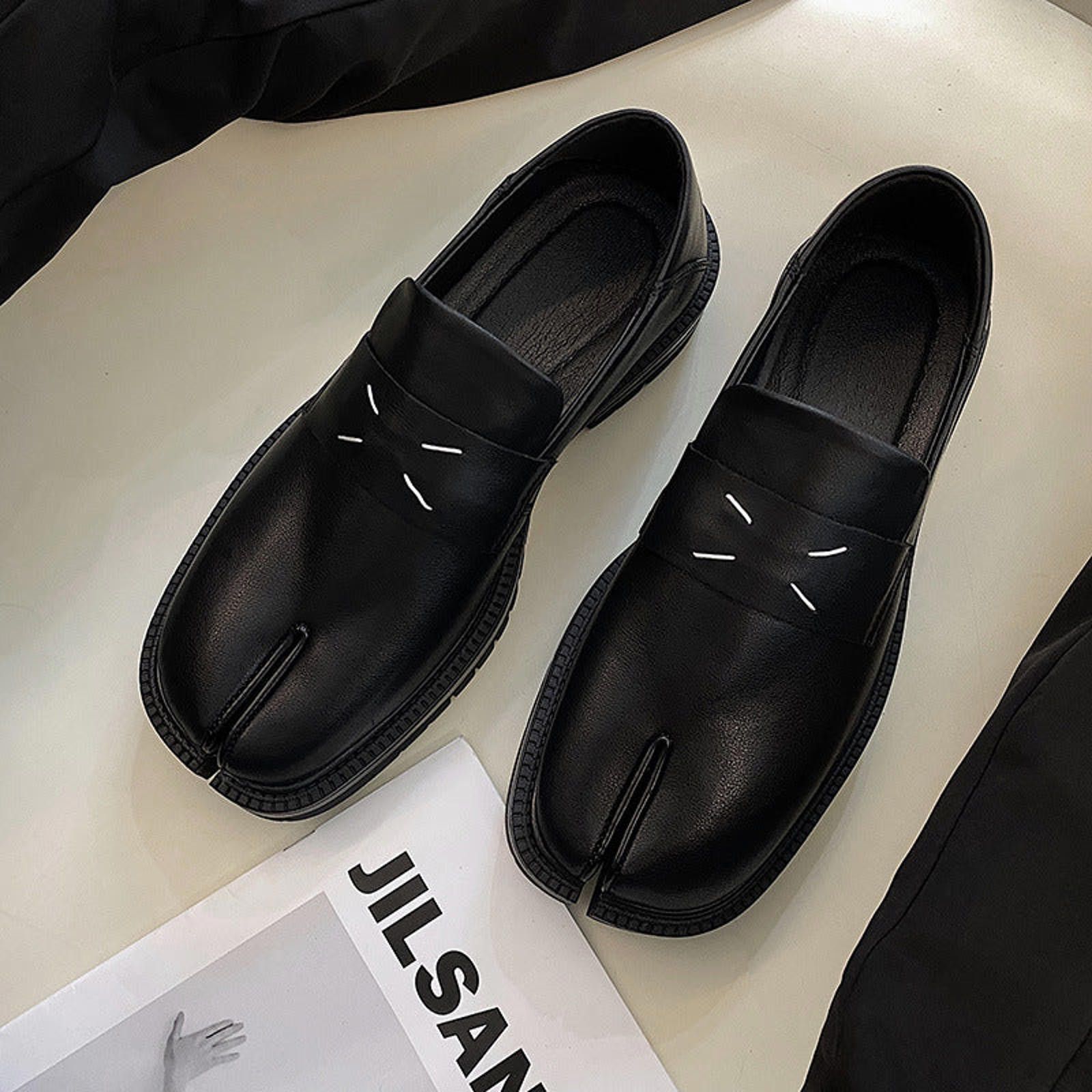 Japanese Brand Split-Toe Leather Shoes - Tabi Style Slip-On Loafers Size US 8 / EU 41 - 2 Thumbnail