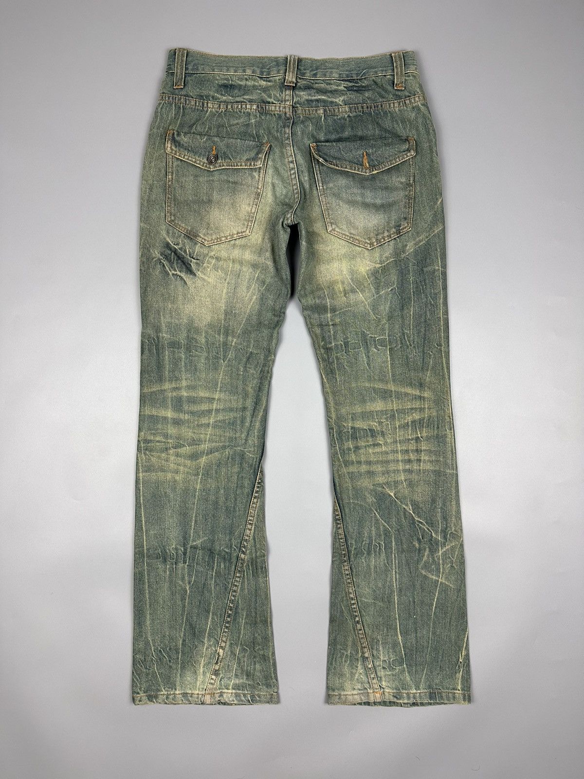 If Six Was Nine × Le Grande Bleu (L.G.B.) Distressed Antful Whiskered Flared Jeans Size US 31 - 2 Thumbnail