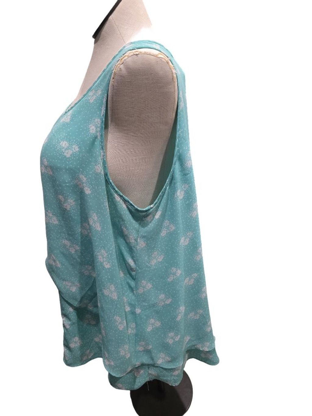 Torrid Women's Torrid Teal Floral Layered Sleeveless Blouse Size 2X Size XS / US 0-2 / IT 36-38 - 3 Thumbnail