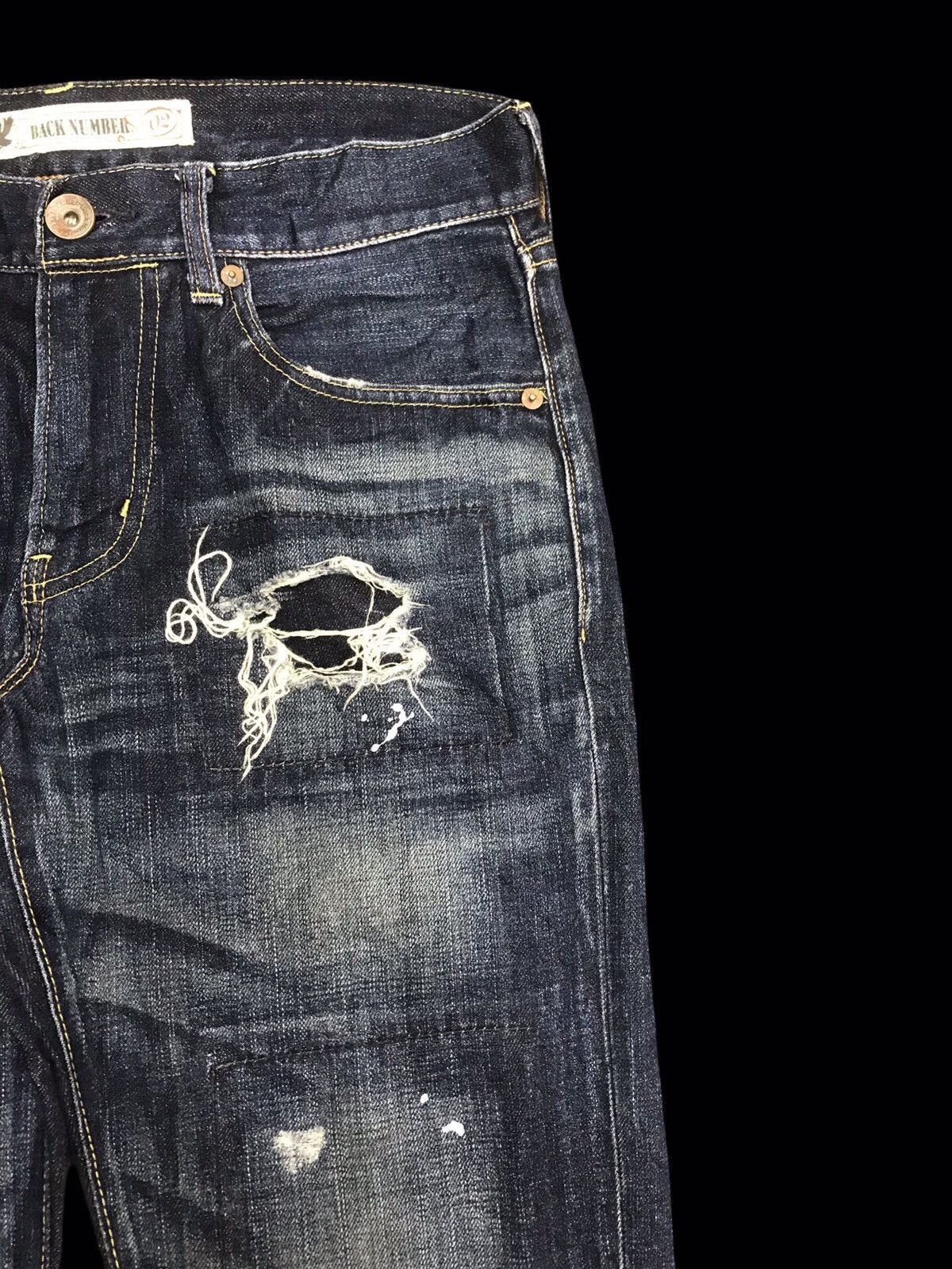 Japanese Brand 💥DENIM ART💥BACK NUMBER JAPAN DISTRESSED PAINTER DENIM F140 Size US 32 / EU 48 - 3 Thumbnail