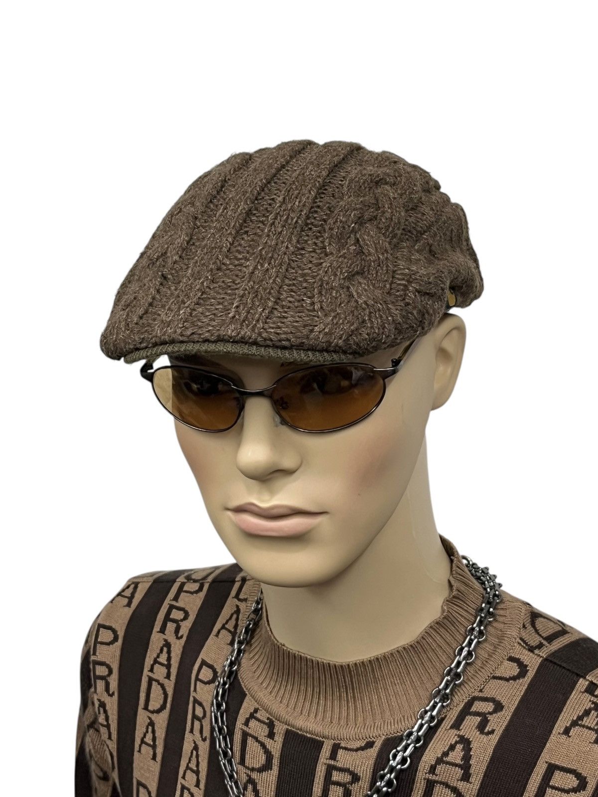 Carhartt Carhartt Brown Knit Flat Cap - Angora Blend Cable Pattern Size ONE SIZE - 2 Thumbnail