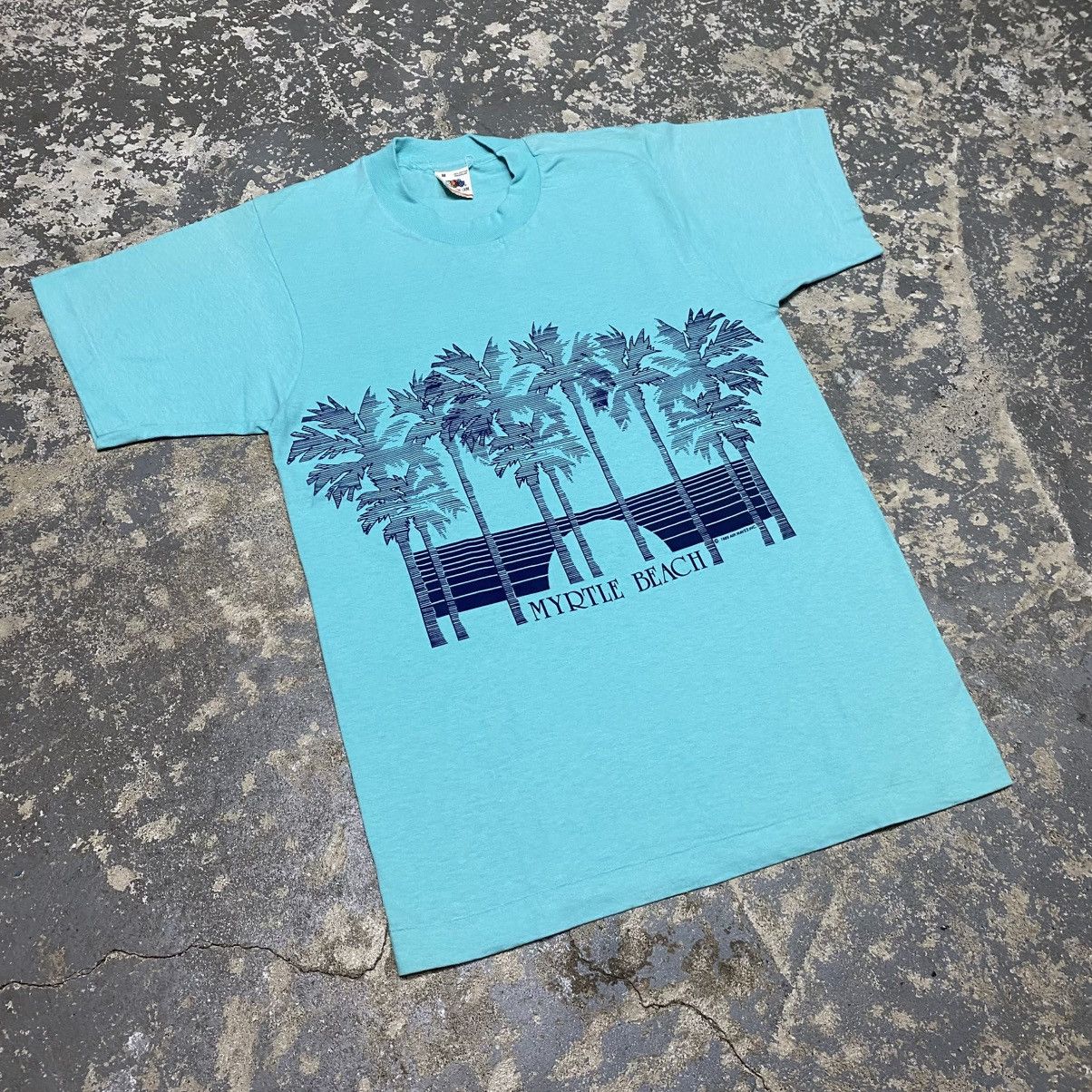 Japanese Brand × Vintage Vintage Myrtle Beach Palm Tree Trees Blue Tshirt 1989 Size US M / EU 48-50 / 2 - 9 Thumbnail
