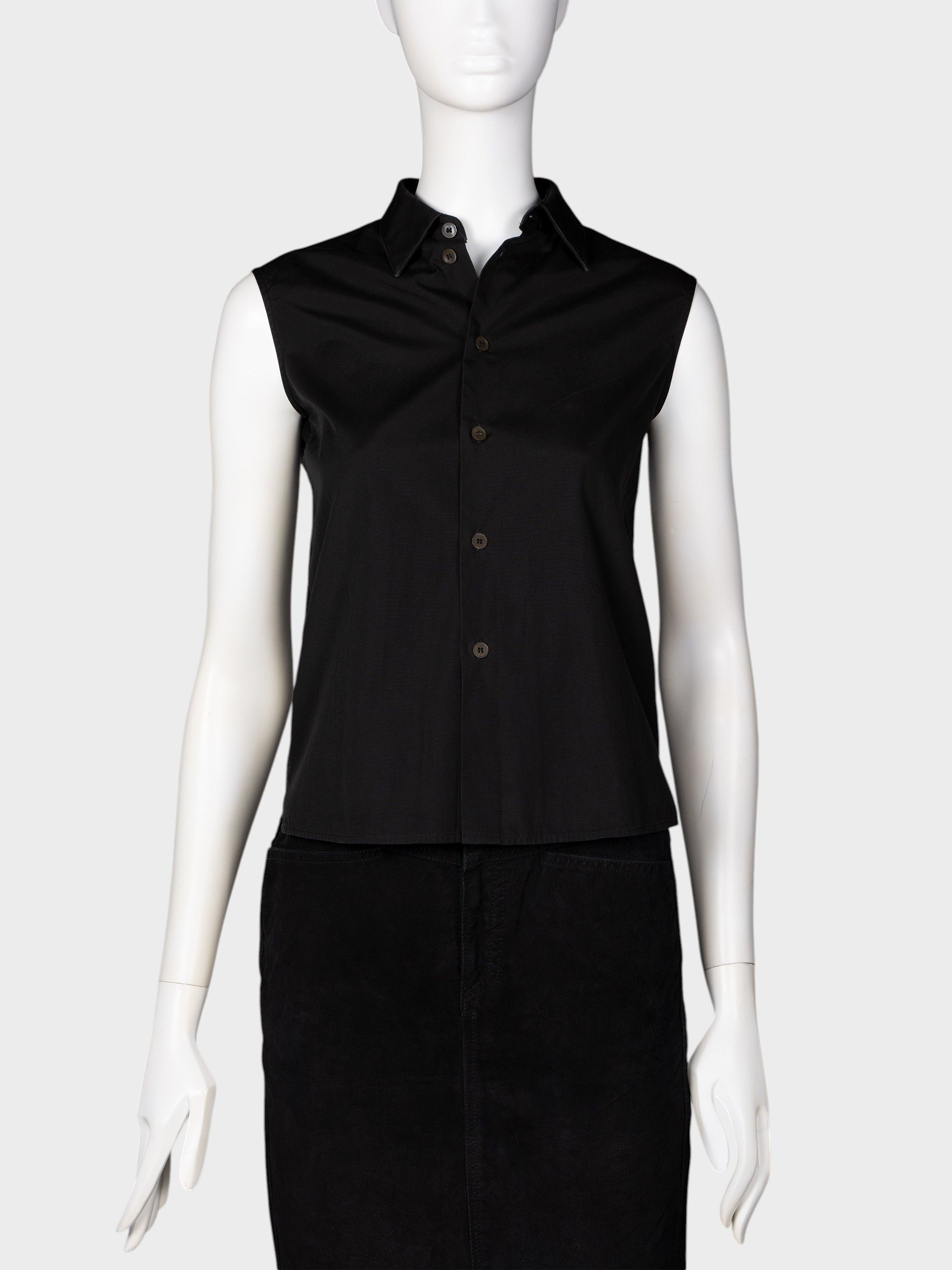 Helmut Lang Helmut Lang - 2000s - pointed hem sleeveless shirt (black) Size S / US 4 / IT 40 - 2 Thumbnail