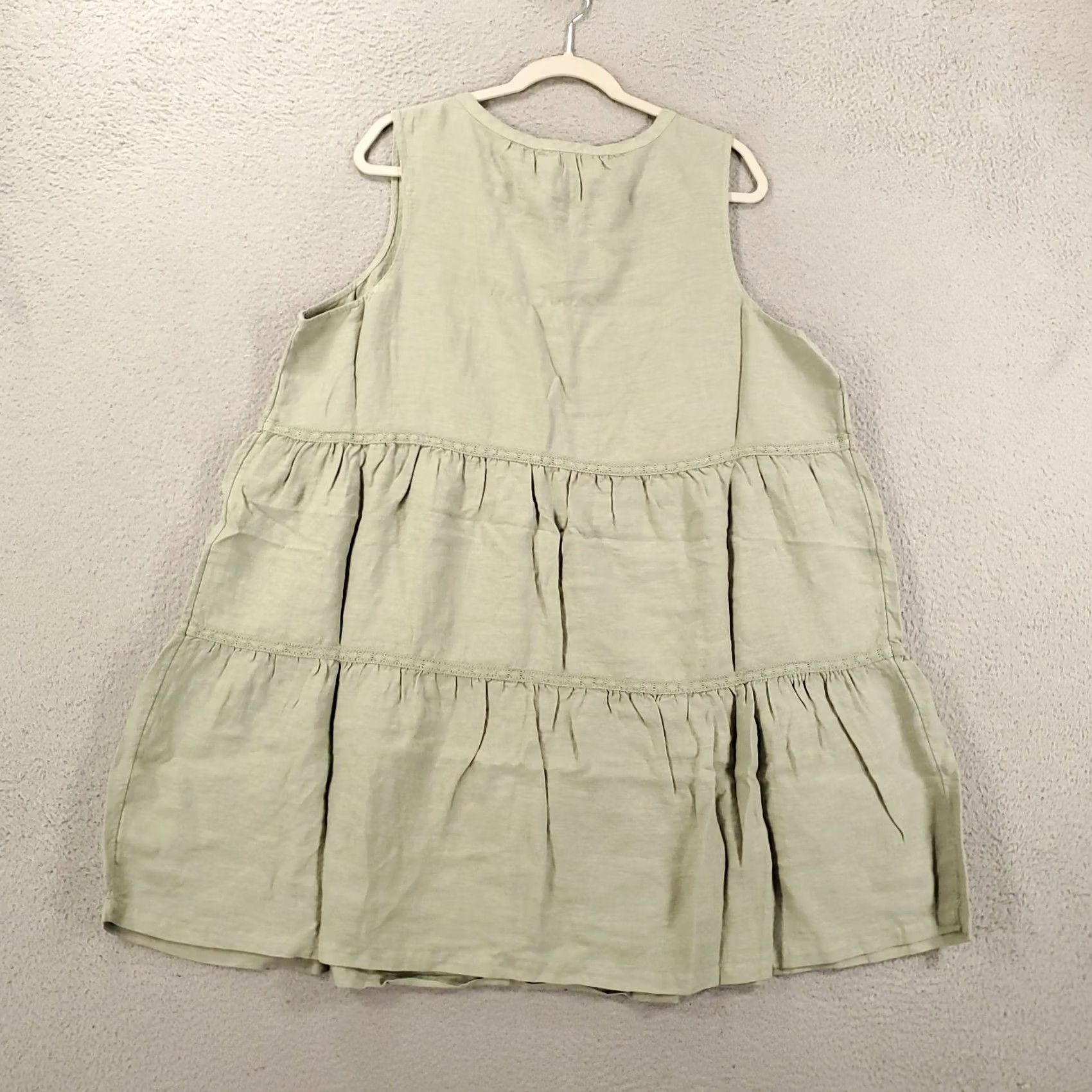 Lucky Brand Lucky Brand Linen Top Womens 1X Sleeveless Green V-Neck Blouse NWT Vintage Look Tunic Shirt Ladies Bohemian Casual Business Party Vestido? Size XL / US 12-14 / IT 48-50 - 7 Thumbnail