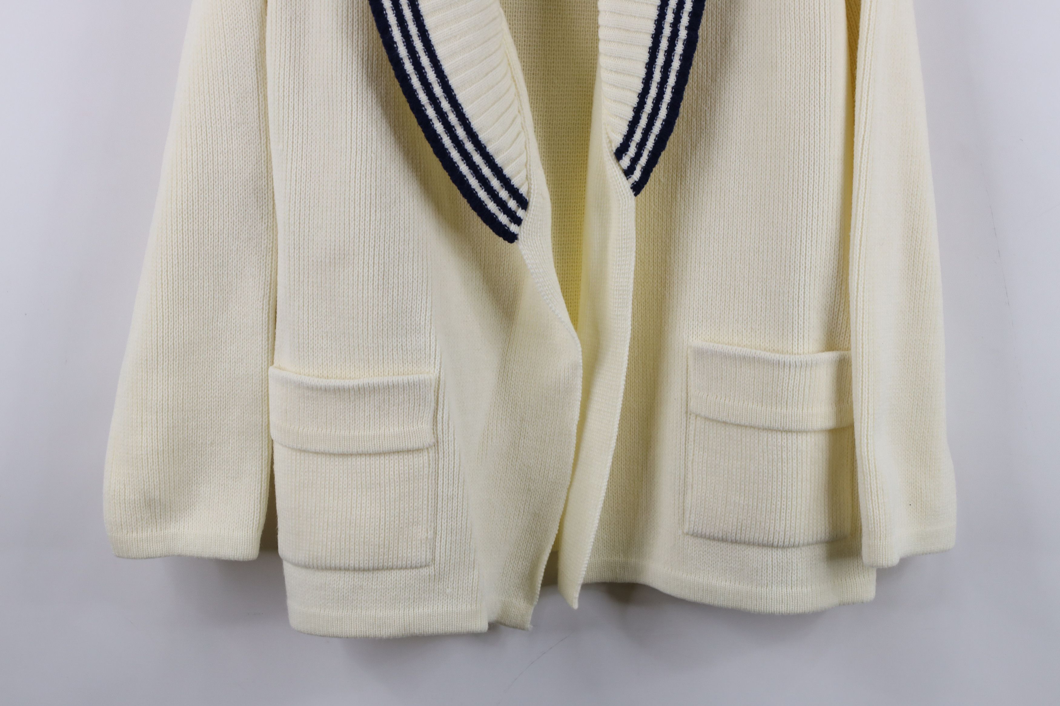 Vintage Vintage 70s Dapper Ribbed Knit Open Front Cardigan Sweater Size L / US 10 / IT 46 - 3 Thumbnail