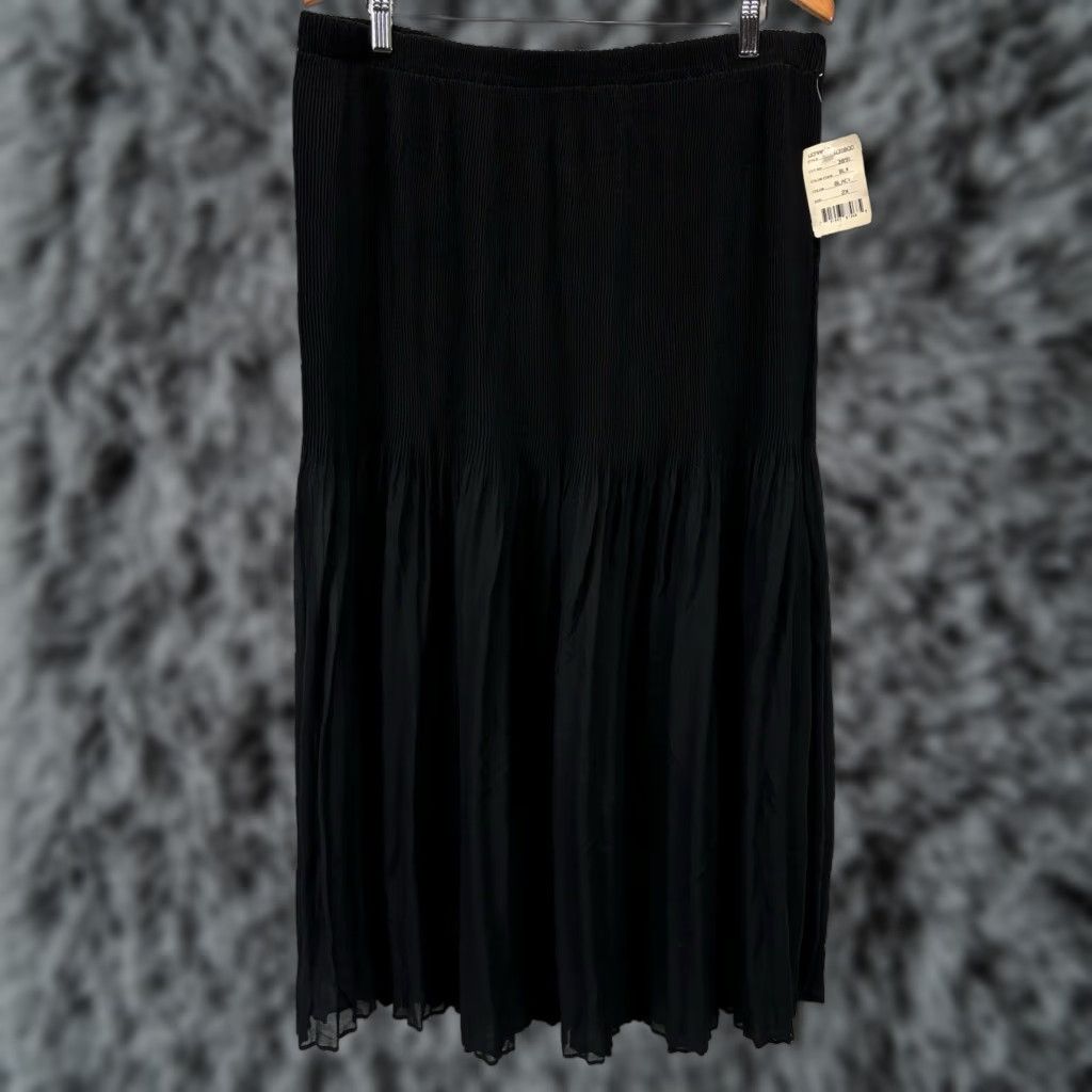 Vintage VINTAGE Allison Taylor Skirt Maxi 2X Plus Black Accordion Pleated Pull On Stretch Long Women Skirt Size 40" / US 18 - 1 Thumbnail