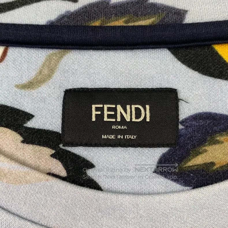 Fendi Fendi Blue Floral Full-Print Cotton Round Neck Short Sleev Size M / US 6-8 / IT 42-44 - 5 Thumbnail