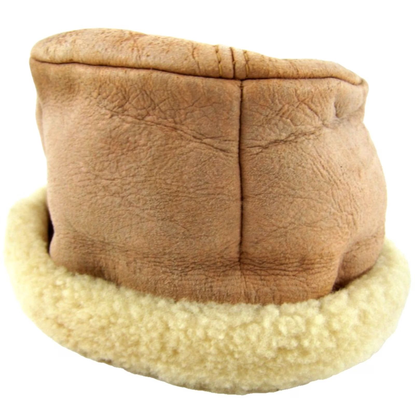 Eddie Bauer VINTAGE Eddie Bauer Hat Women Tan Brown Sheepskin Leather Shearling Fur S 80s 90s Size ONE SIZE - 5 Thumbnail