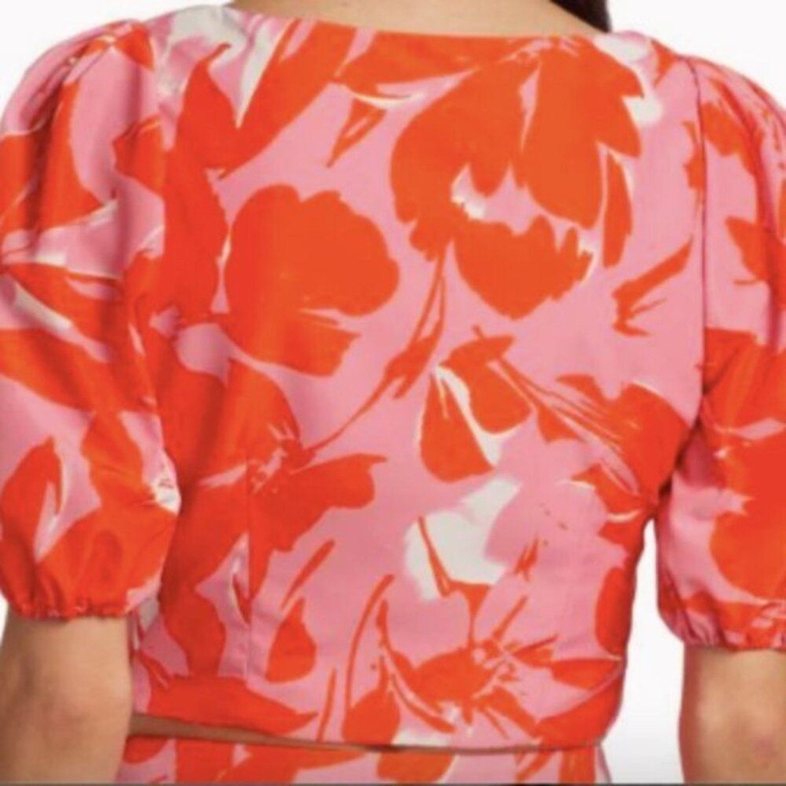 Monique Lhuillier ML Monique Lhuillier Printed Taffeta Crop Top 10 Size L / US 10 / IT 46 - 6 Thumbnail