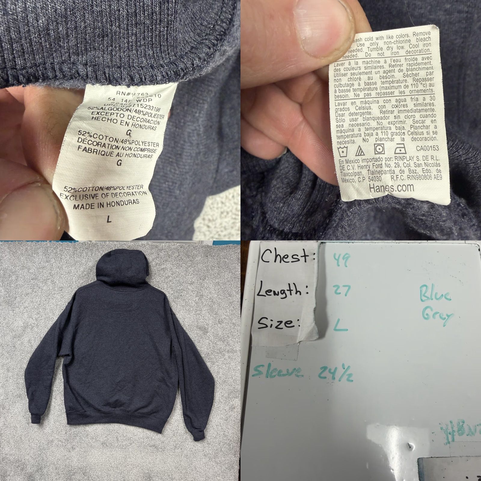 Champion Champion Hoodie Mens Large Blue Gray Fleece Pullover Kangaroo Pocket Size US L / EU 52-54 / 3 - 8 Thumbnail