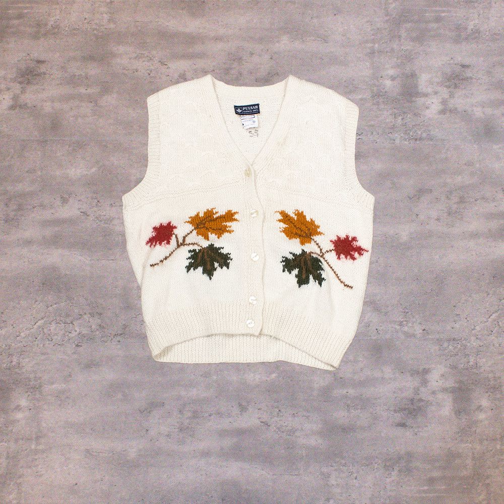Japanese Brand Vintage VTG 1980's 80's Leave Alpaca Wool Cream Sweater Vest Size US S / EU 44-46 / 1 - 1 Thumbnail