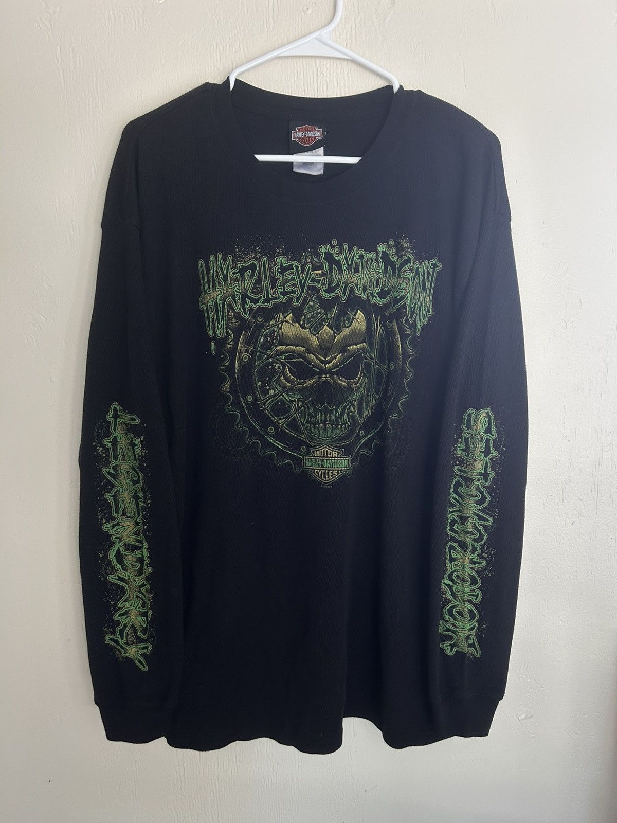 Harley Davidson Harley Davidson Thermal with Green Skull Graphic Longsleeve Size US XL / EU 56 / 4 - 1 Thumbnail