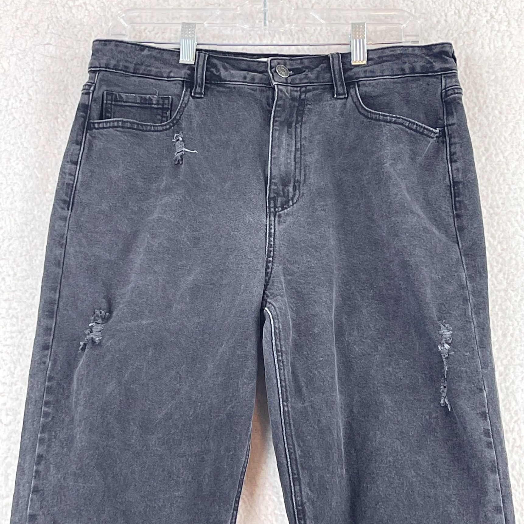 Vintage Carly Jean Black Denim Josie Distressed Straight Jeans Womens High-Rise Size 15-32 waist Size 36" / US 14 / IT 50 - 2 Thumbnail