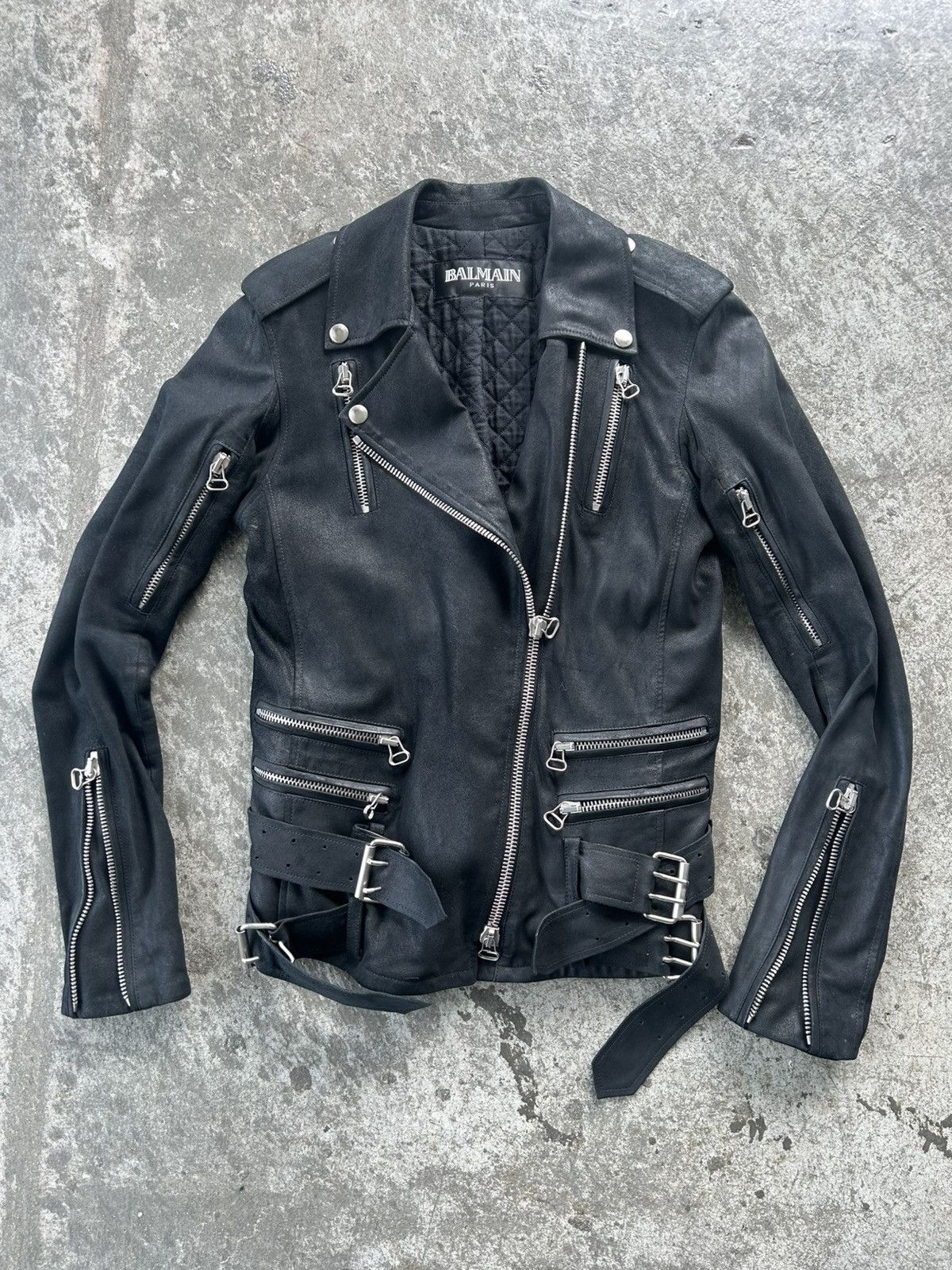 Balmain Decarnin Balmain FW09 Leather Double Belted Jacket | Grailed