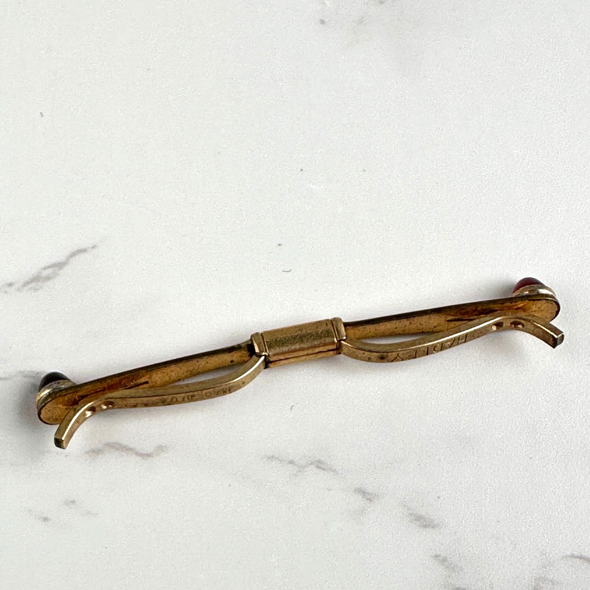 Vintage Vintage Tie Clip – Hadley – Red Glass Ends – Gold Size ONE SIZE - 3 Thumbnail