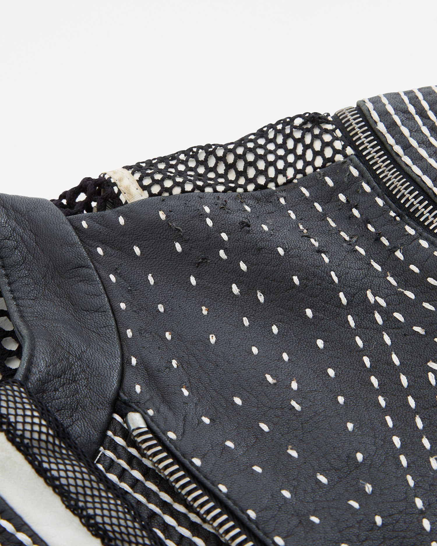 Gianfranco Ferre S/S 2004 Black back netted motorcycle leather jacket Size M / US 6-8 / IT 42-44 - 8 Thumbnail