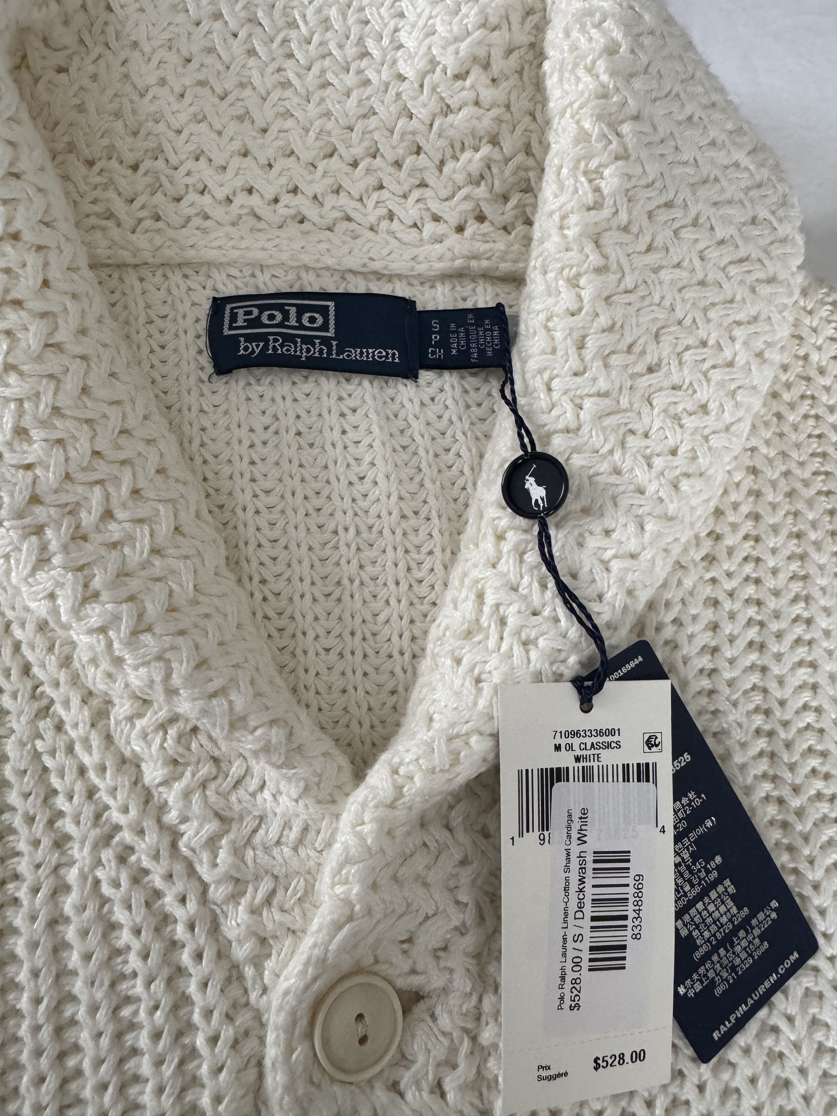 Polo Ralph Lauren Shawl Collar Off White Mens Cardigan, Polo Ralph Lauren Size US S / EU 44-46 / 1 - 1 Thumbnail
