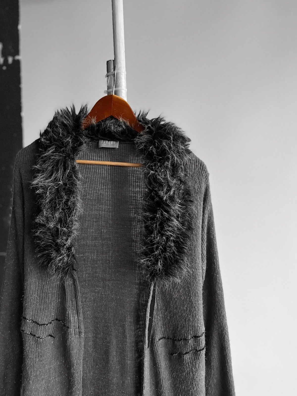 Sandro × Vintage Sandro Paris Womens Archive Vintage Gray LS Cardigan Dress Size S / US 4 / IT 40 - 5 Thumbnail