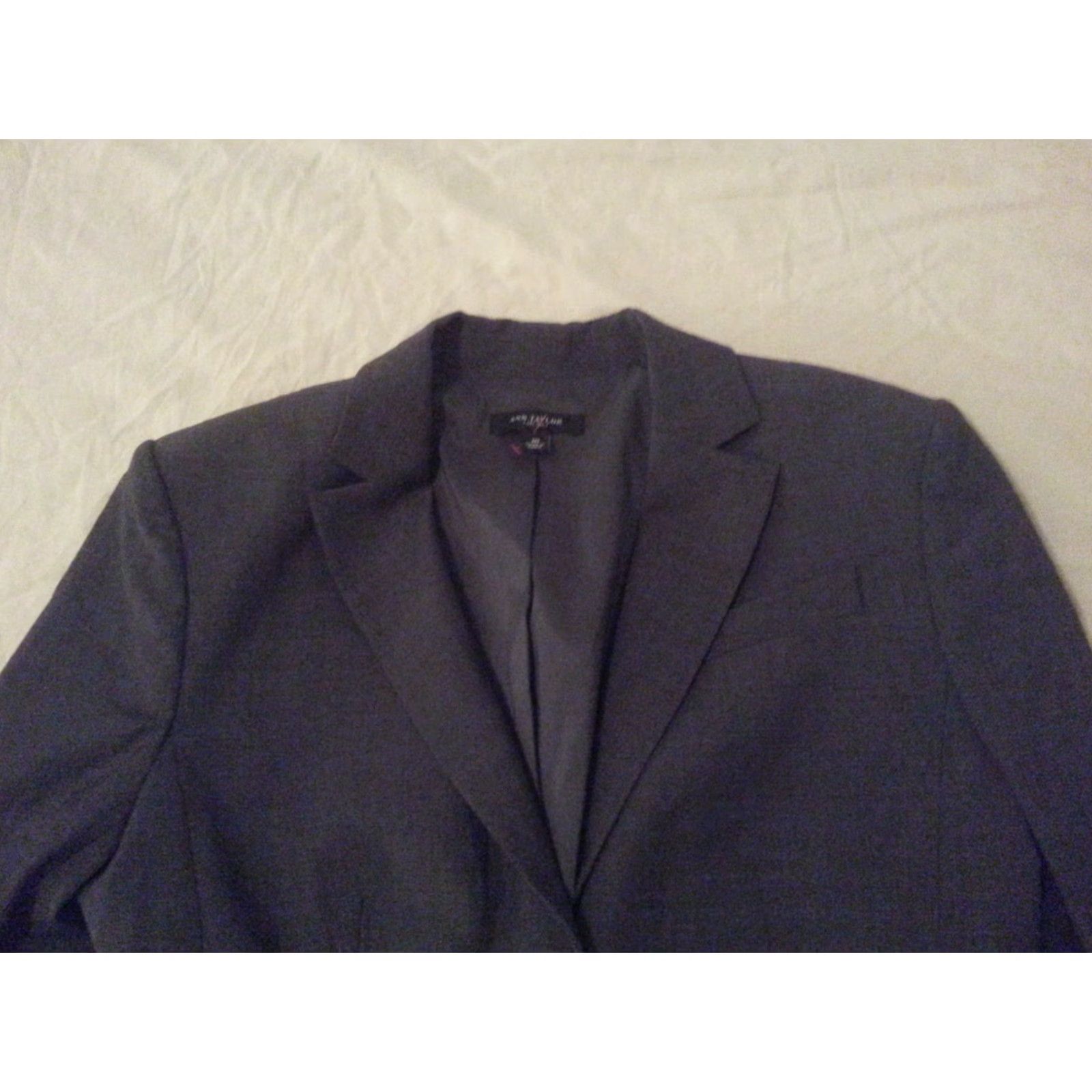 Ann Taylor Womens Ann Taylor Wool Jacket Blazer 10 Grey Gray Size L / US 10 / IT 46 - 3 Thumbnail