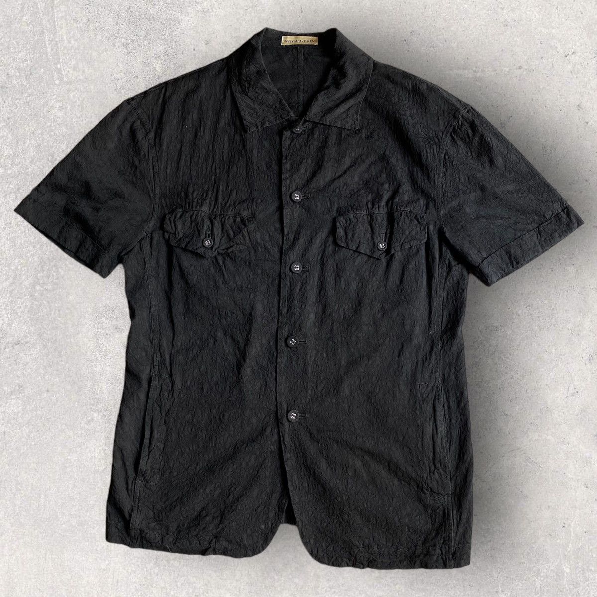 image of Issey Miyake Vintage Ss99 Jacquard Shirt in Black, Men's (Size Medium)