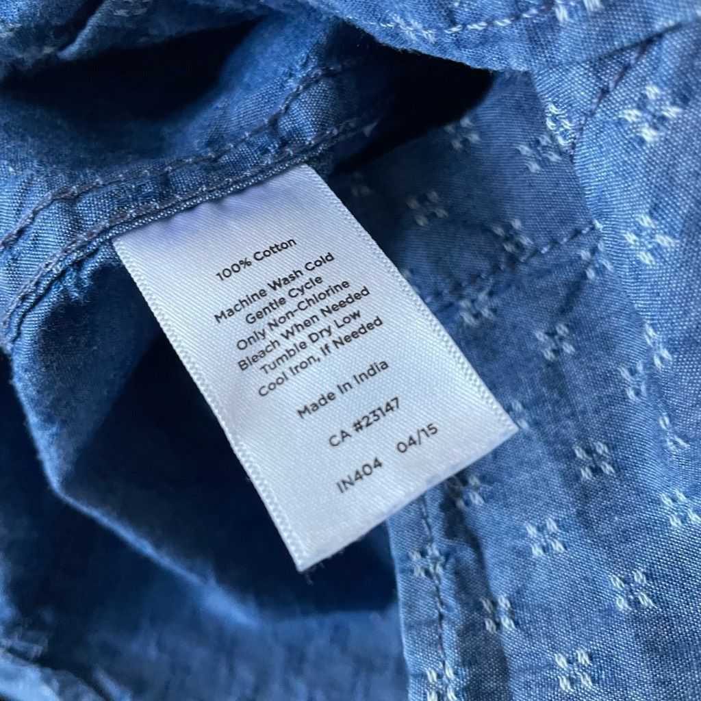 Other Talbots Pattern Chambray Button Up Shirt Blue M Size M / US 6-8 / IT 42-44 - 7 Thumbnail