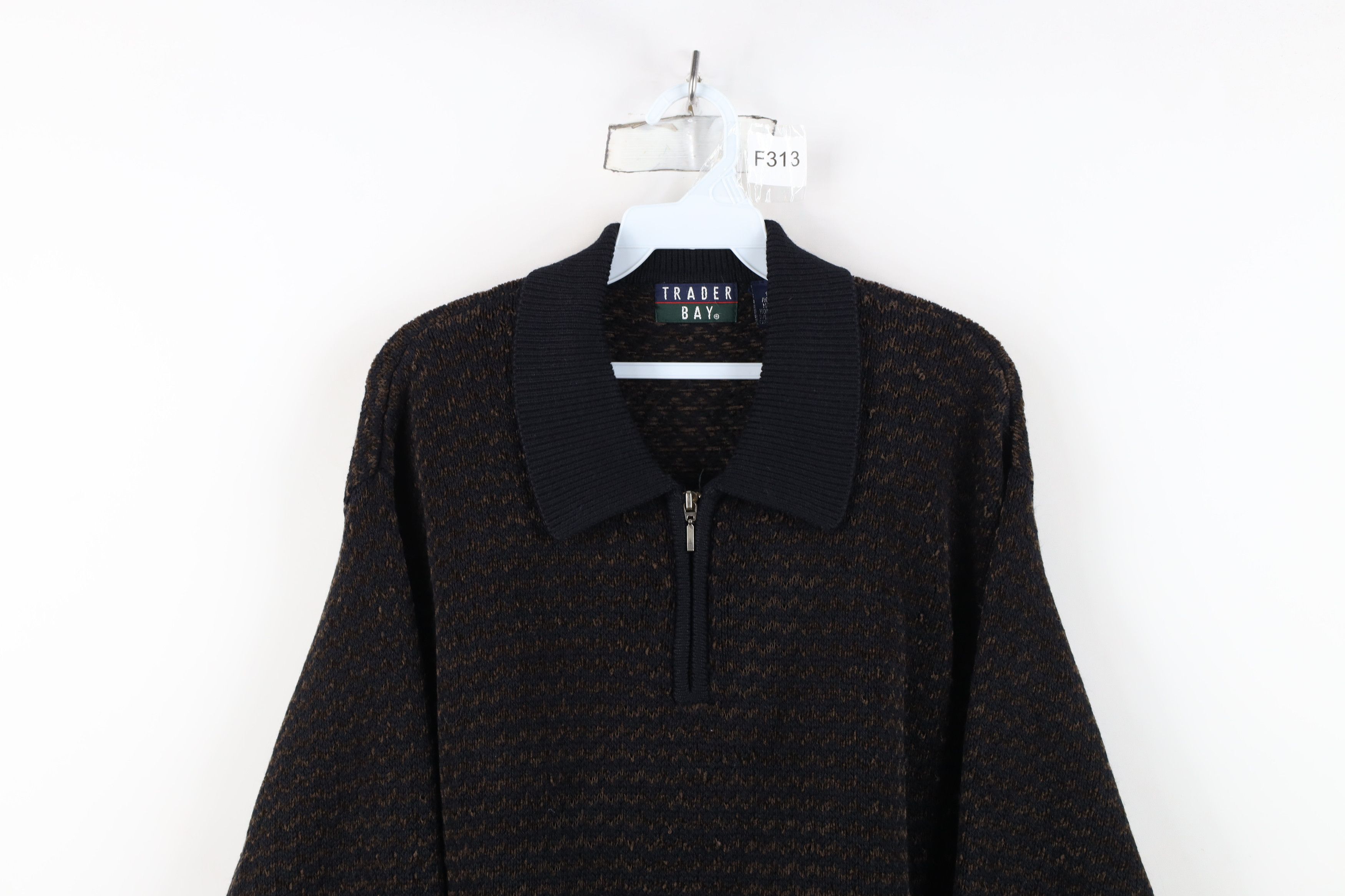 Vintage Vintage 90s Streetwear Fleece Knit Half Zip Collared Sweater Size US L / EU 52-54 / 3 - 2 Thumbnail