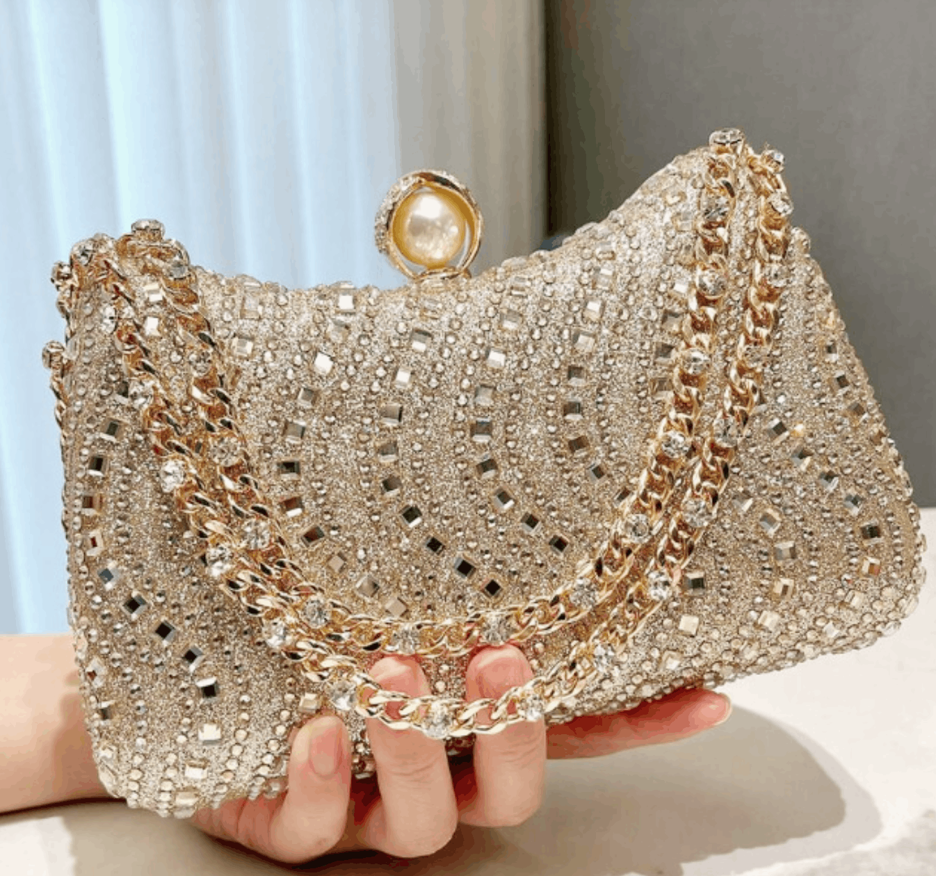 Japanese Brand Sparkly Rhinestone Clutch Evening Bag Size ONE SIZE - 1 Thumbnail