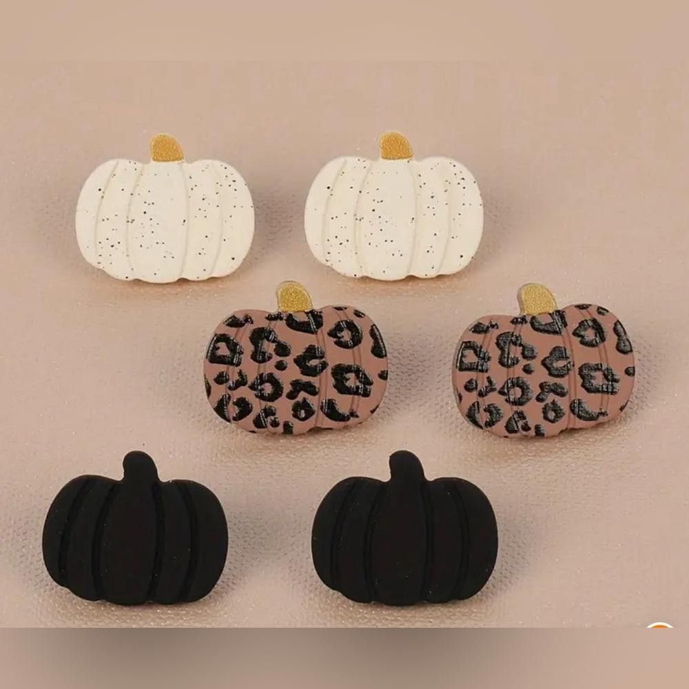 Designer Fall pumpkin earrings set of 3 Size ONE SIZE - 2 Thumbnail