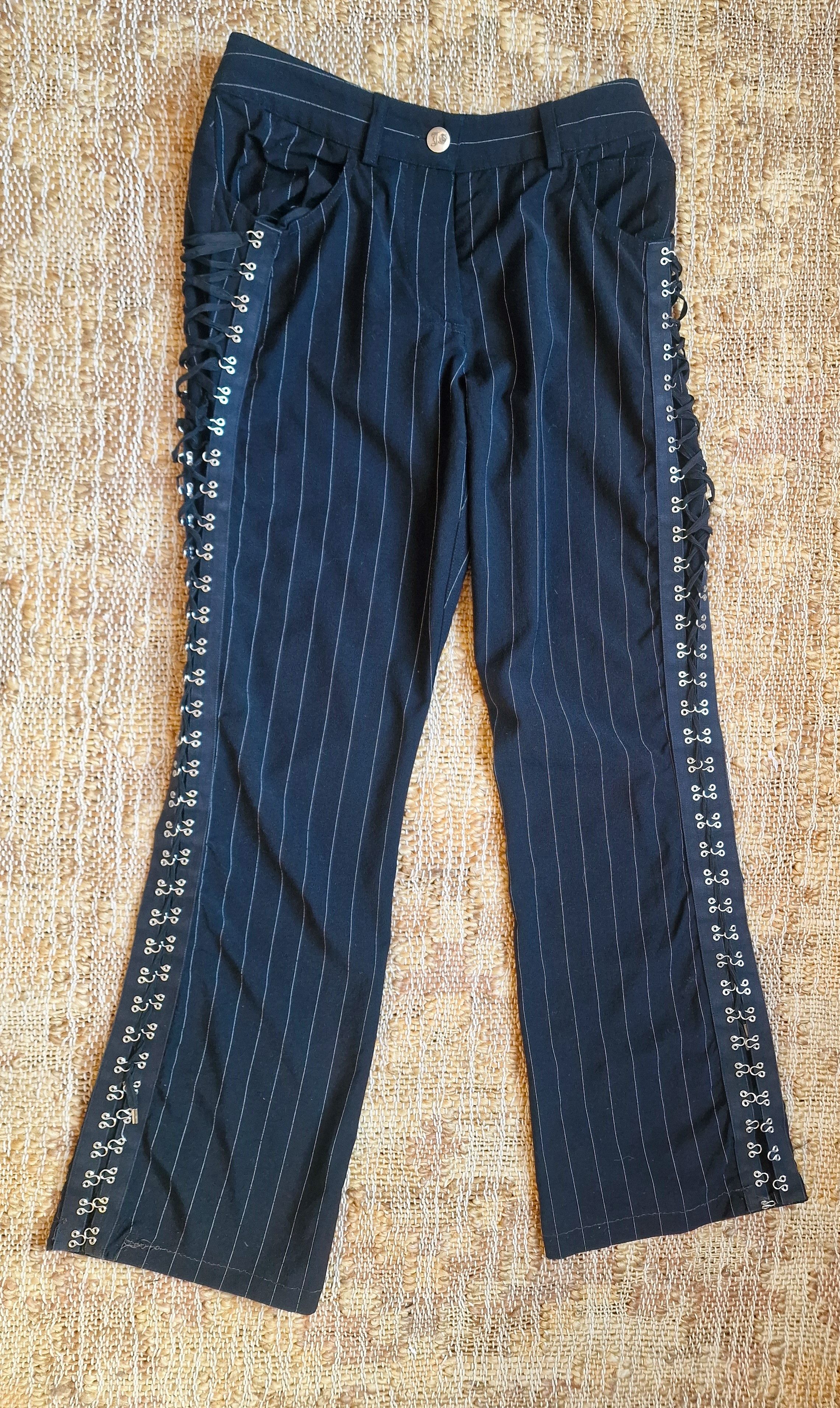 John Galliano John Galliano Corset Lace Up Clips Stripped Trousers Pants Size 27" / US 4 / IT 40 - 2 Thumbnail