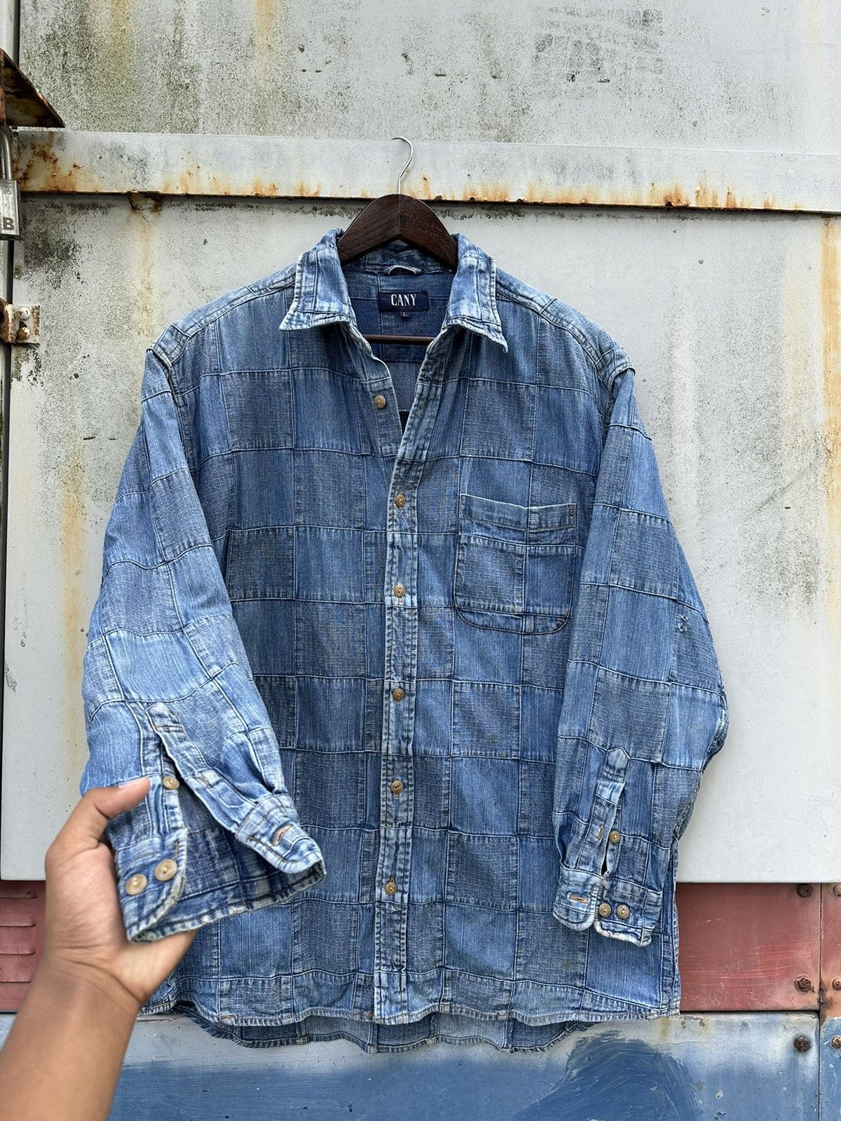 Vintage 👹Vintage Cany Jeans Patchwork Button Down Jacket Size US L / EU 52-54 / 3 - 5 Thumbnail