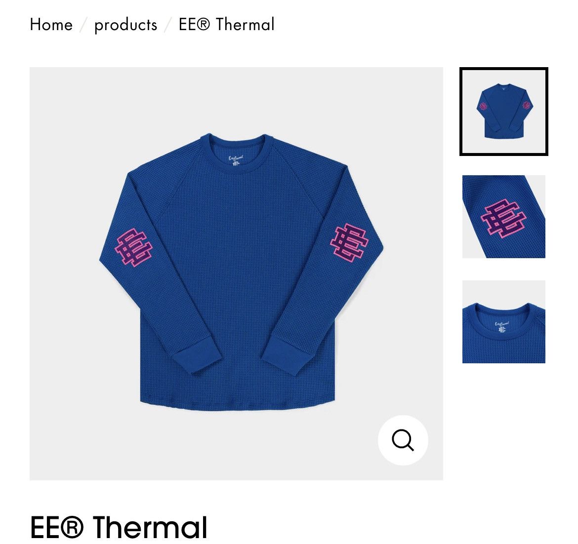 image of Eric Emanuel Thermal Long Sleeve Shirt Blue W Purple & Pink, Men's (Size Large)