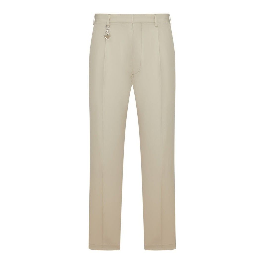 Prada PRADA Enameled Sand Beige Metal Triangle Trousers New & Auth Size US 34 / EU 50 - 1 Preview