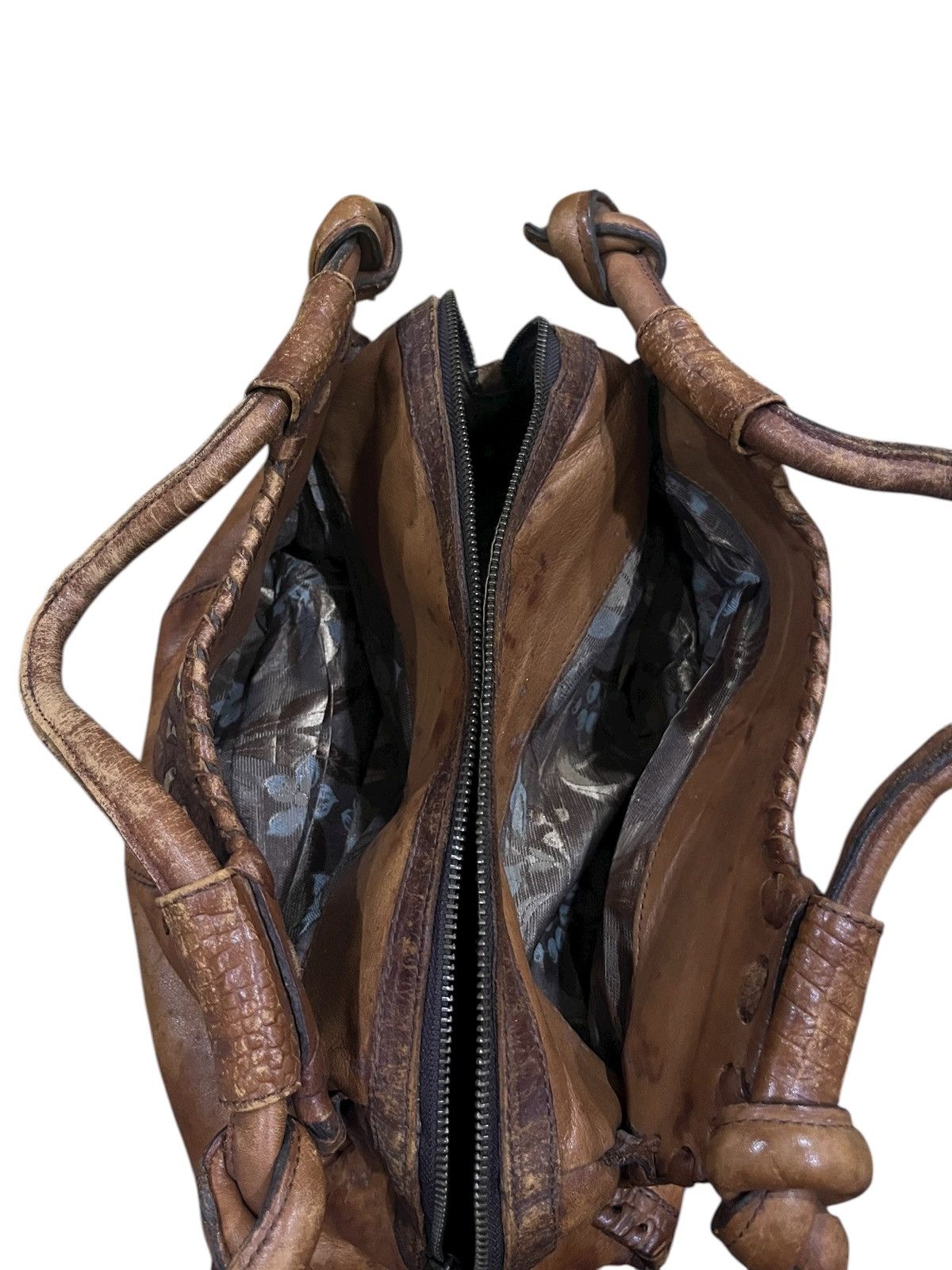 Japanese Brand vintage ibiza handle bag brown cream leather applique design Size ONE SIZE - 20 Thumbnail