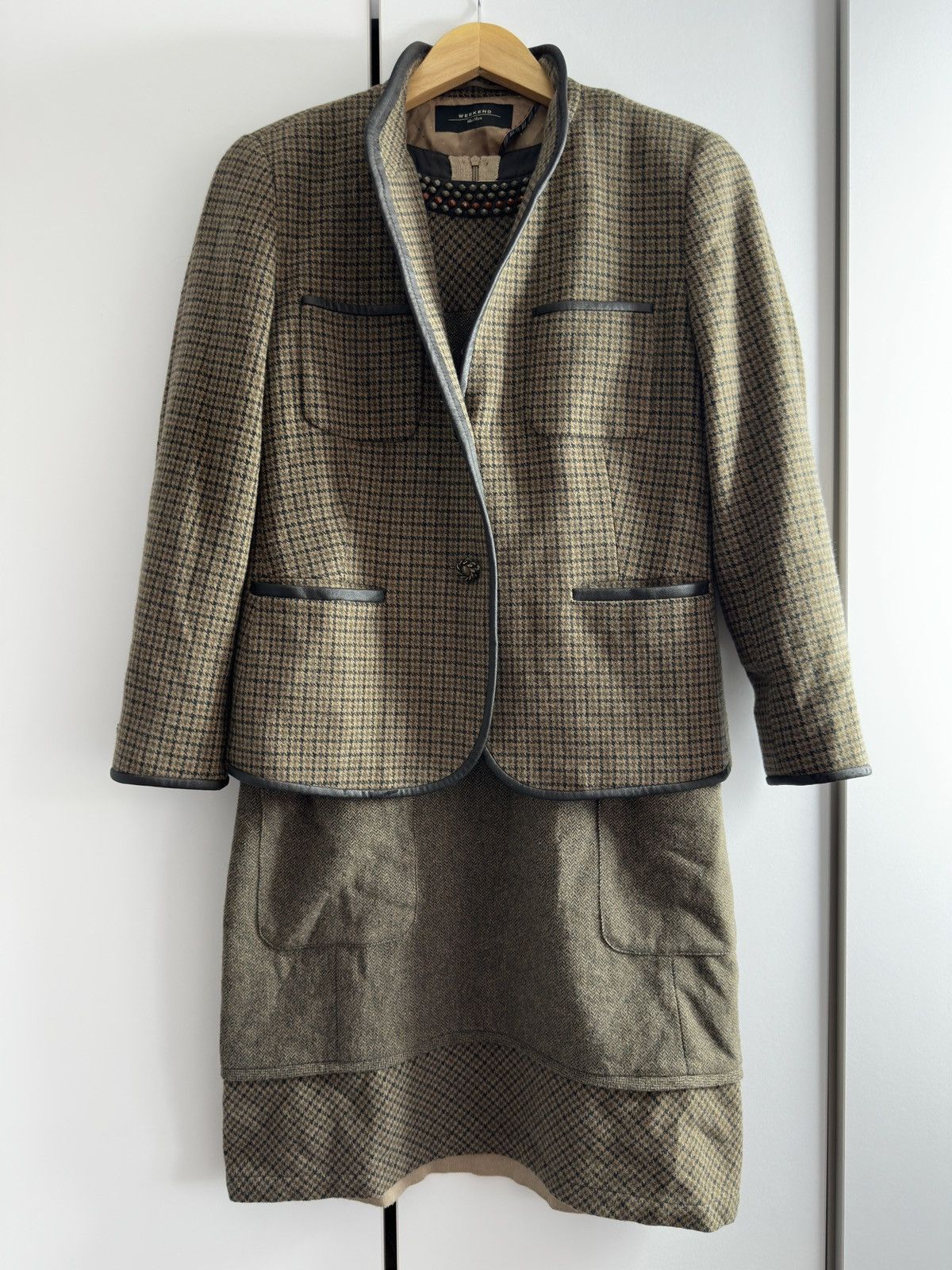 Weekend Max Mara Max Mara Weekend Wool Skirt Suit-Checked Blazer&Skirt Set Size L / US 10 / IT 46 - 1 Thumbnail