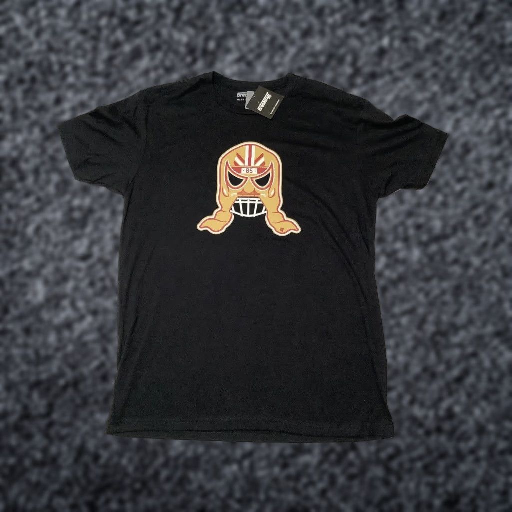 Vintage BreakingT Mens Large Black T-Shirt George Kittle 49ers Lucha Mask Football Graphic Print Short Sleeve Crew Neck Sports All Seasons Mens Size US L / EU 52-54 / 3 - 1 Thumbnail
