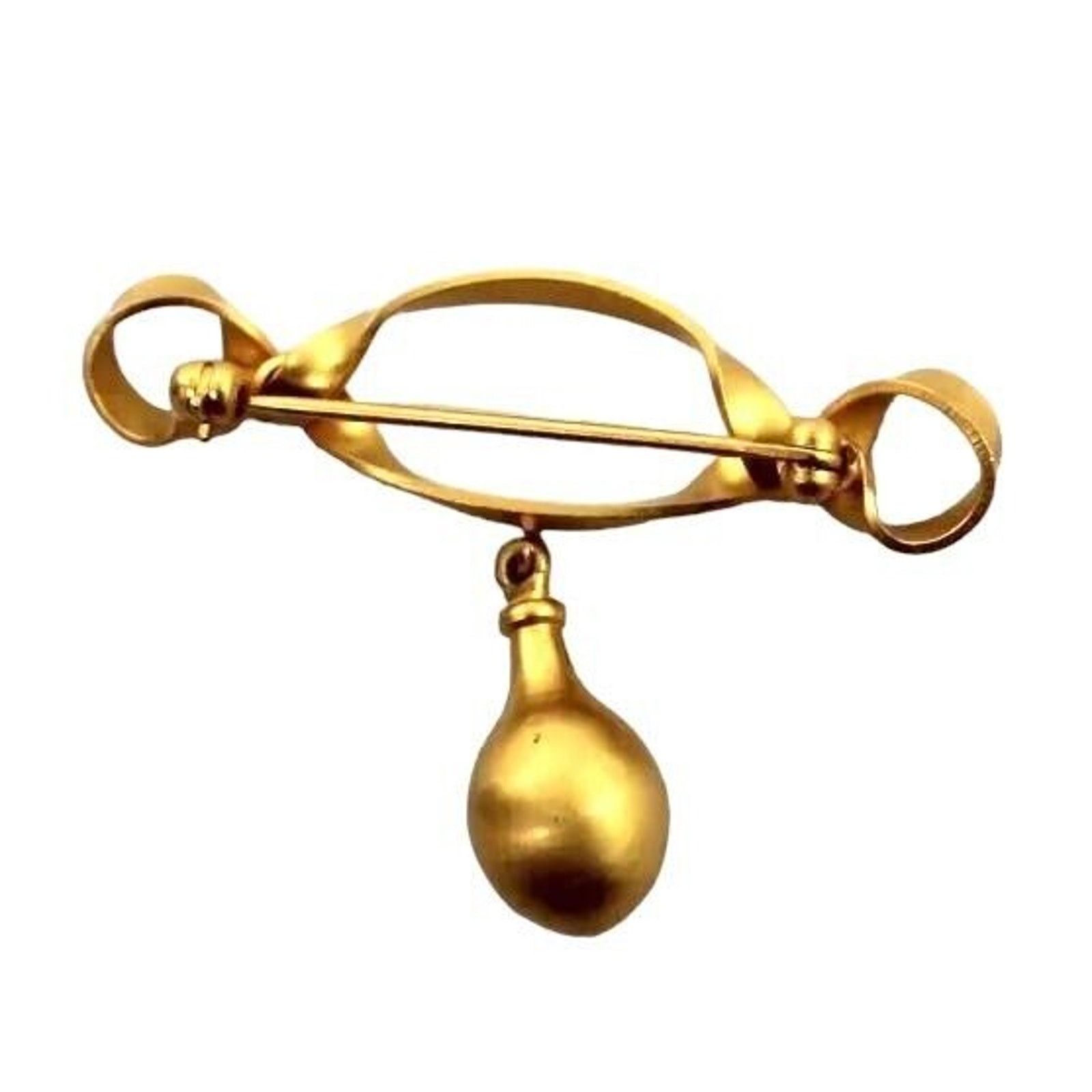 Other Elegant Brooch Pin • Brushed Gold Tone • Dangle • 1.5"X1.25 Size ONE SIZE - 2 Thumbnail