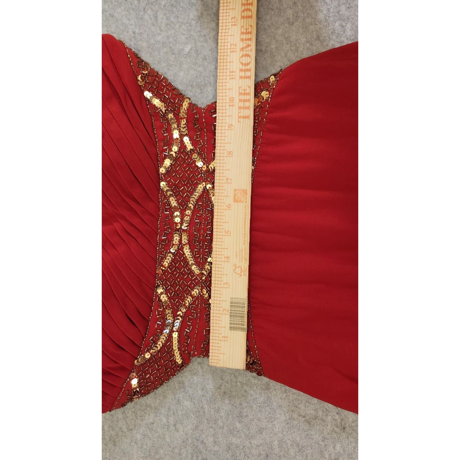 Vintage Betsy & Adam Dress Womens 2 One Shoulder Beaded Sequin Red Gown Evening Formal Maxi Long Dress Size XS / US 0-2 / IT 36-38 - 7 Thumbnail