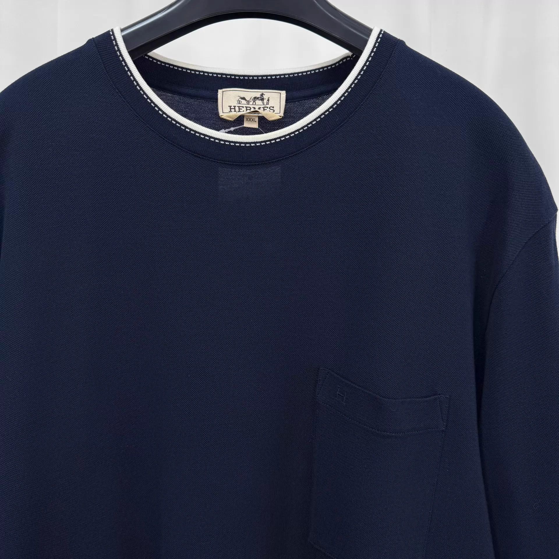 Hermes Hermes Navy Blue H Embroidered Short Sleeve Tee XXXL New Size 3XL / US 20-22 - 3 Thumbnail