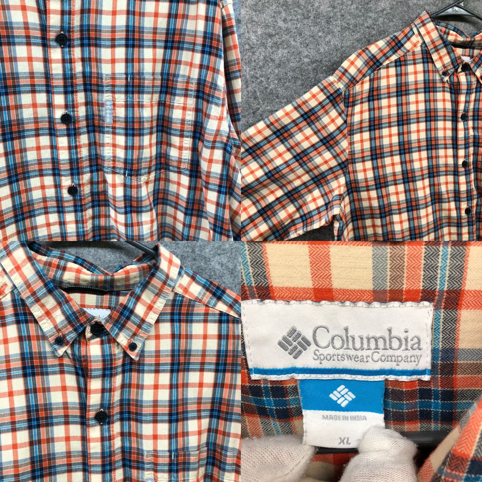 Vintage Coiumbia Long Sleeve Shirt Mens XL Plaid Orange Blue Cotton Woven Button Down Size US XL / EU 56 / 4 - 8 Thumbnail