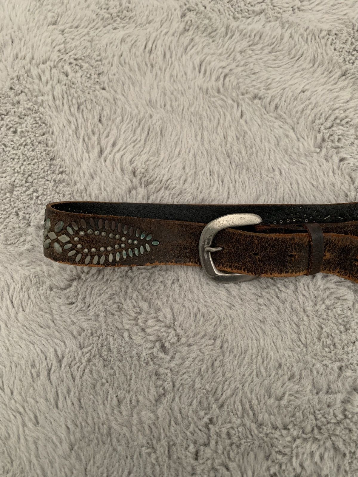 Vintage Vintage Studded Leather Belt Distressed Grunge Size 32 - 5 Thumbnail