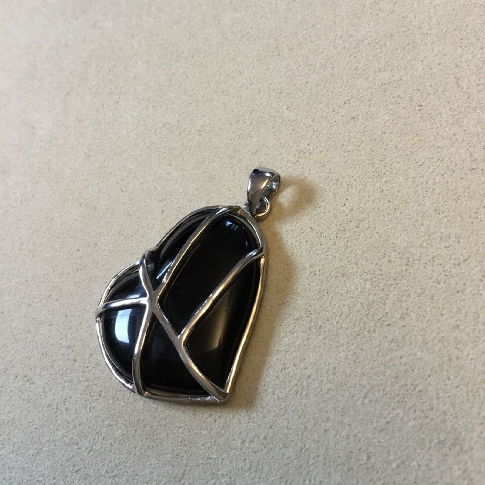 Other Sterling Silver Black Onyx Heart Pendant (925 Marked) Size ONE SIZE - 3 Thumbnail