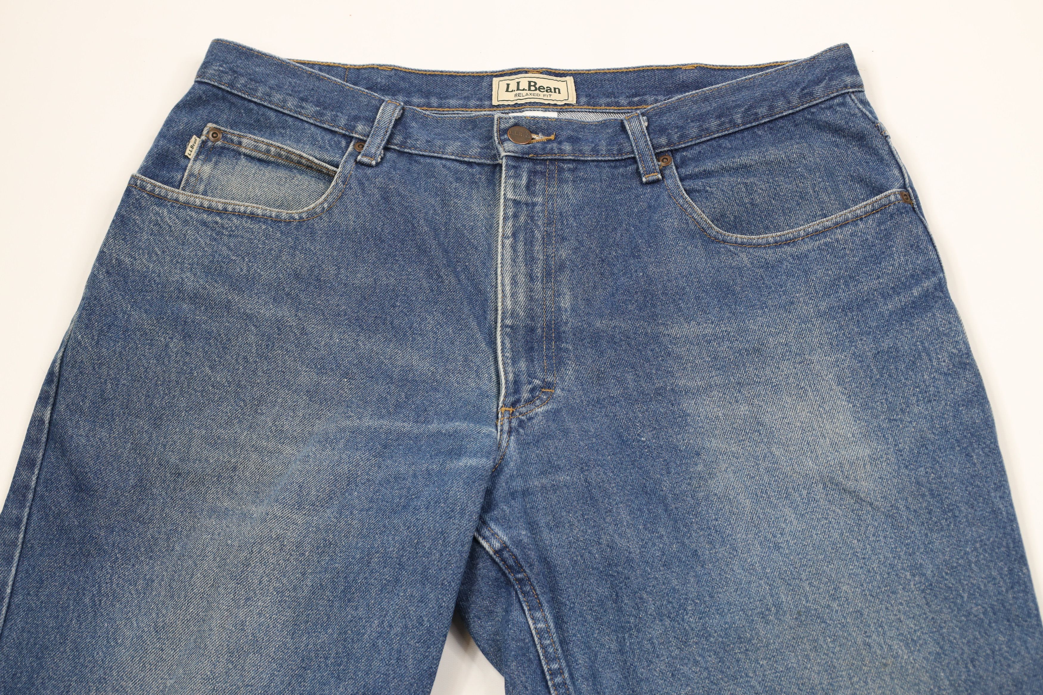 L.L. Bean × Vintage Vintage 90s LL Bean Wide Leg Relaxed Fit Denim Jeans Blue Size US 37 - 2 Thumbnail