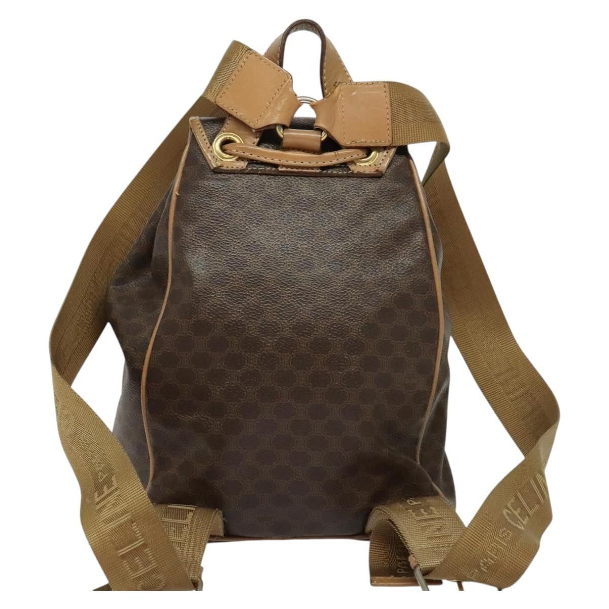 Celine CELINE Macadam Canvas Backpack Pvc Leather Brown Gold Size ONE SIZE - 3 Thumbnail
