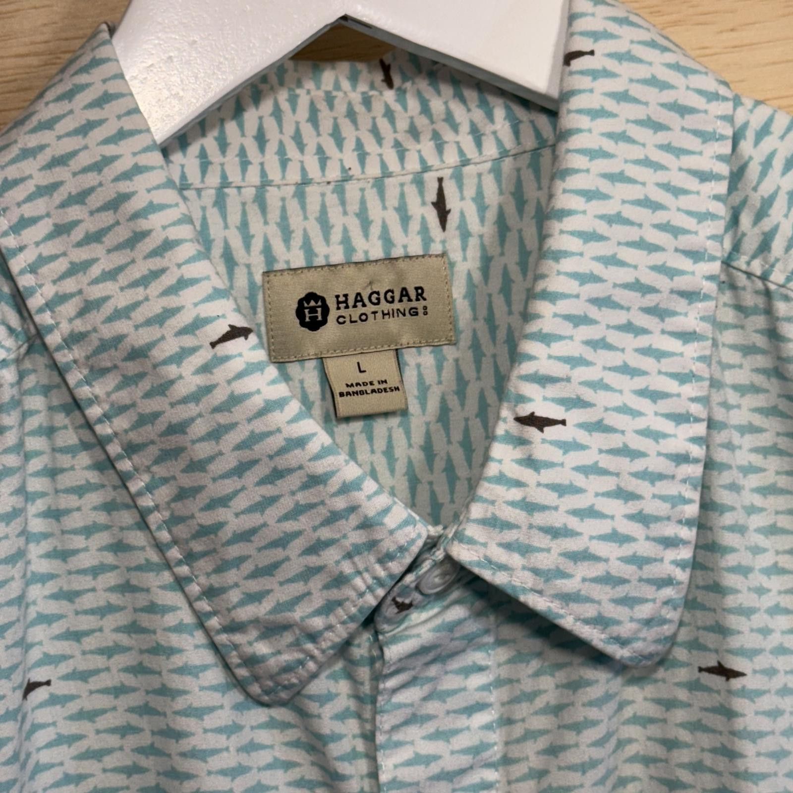 Haggar Haggar Men's Shark Print Short Sleeve Button Up Size US L / EU 52-54 / 3 - 7 Thumbnail