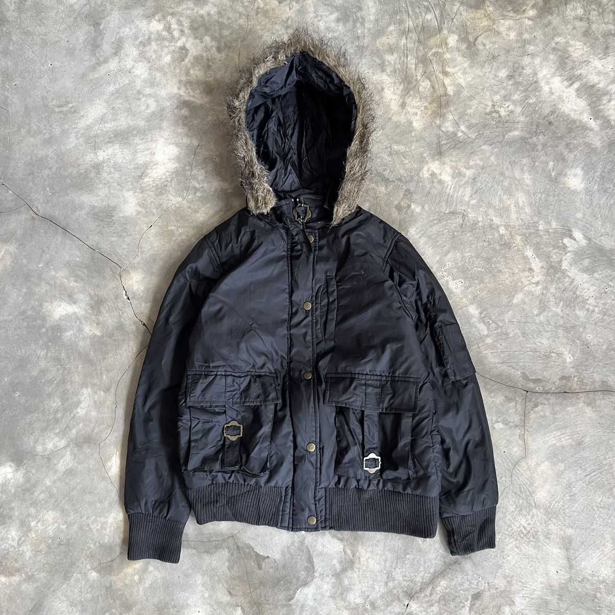 Japanese Brand 2000s Mimigue Radieux Vkei Style Bomber Fur Hooded Jacket Size M / US 6-8 / IT 42-44 - 1 Thumbnail