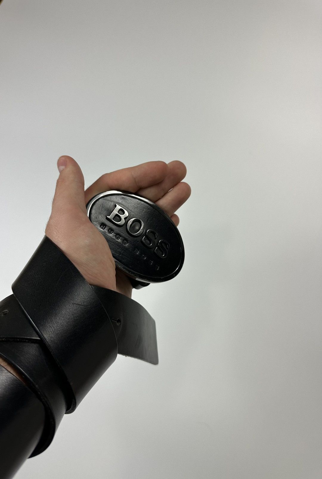 Hugo Boss Hugo Boss Black Leather Blet Big Metal Bucke Logo Size ONE SIZE - 2 Thumbnail